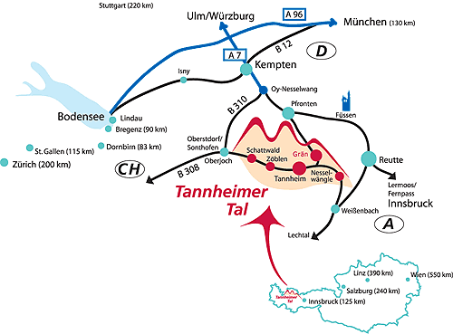 So erreichen Sie das Tannheimertal ...